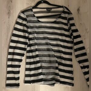 Tripp NYC - mesh black and white striped long sleeve